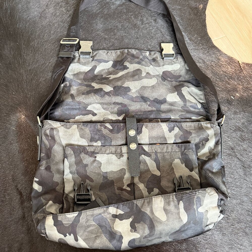 Prada Camouflage Tessuto Double Buckle Messenger Bag
